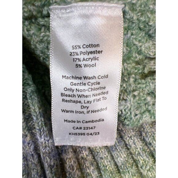 Talbots Small Green & Purple Button-Shoulder Mock Neck Sweater - Picture 4 of 5